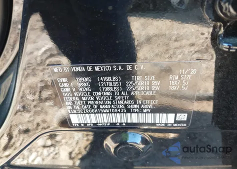 2021 Honda Hr-V Awd Sport z USA, uszkodzony, nr VIN 3CZRU6H15MM709435